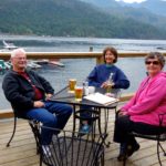 Ray, Sally and Sandy enjoying the deck at BackEddy Pub