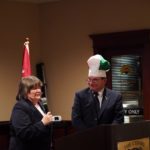Presenting outgoing Commander with his gifts...an Italian Chef hat to do the cookign with all his spare time